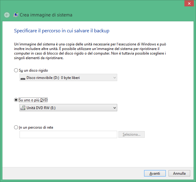 Windows 8.1 creare un disco di ripristino